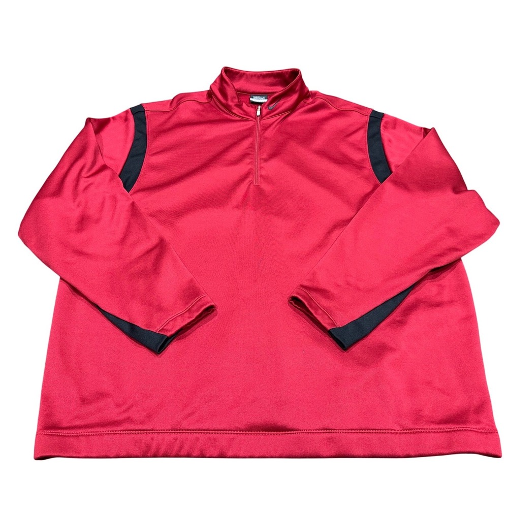 Nike Golf Therma-FIT Pullover Mens XXL Red Black Quarter Zip‎ Fleece Jacket